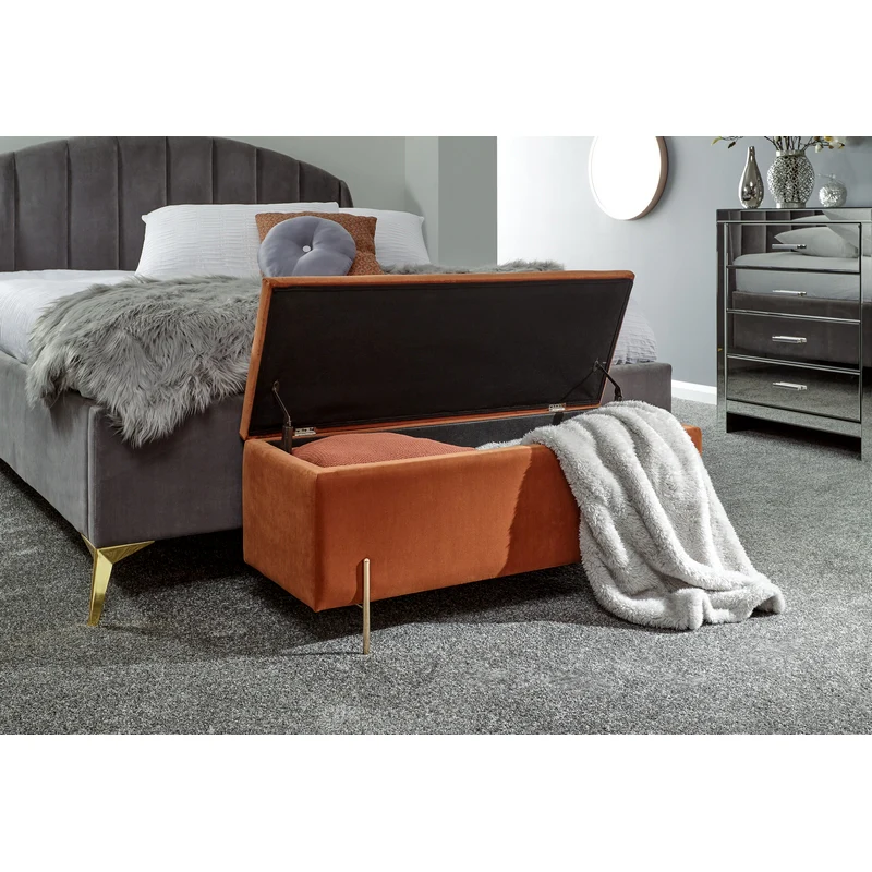Mystica Large Ottoman Wood & Fabric Brown 1 Door - Image 2
