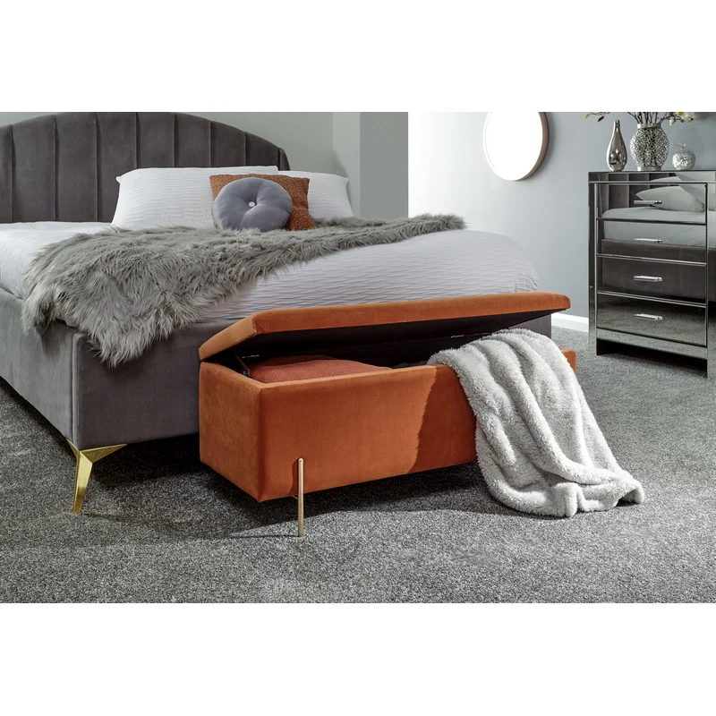 Mystica Large Ottoman Wood & Fabric Brown 1 Door - Image 3