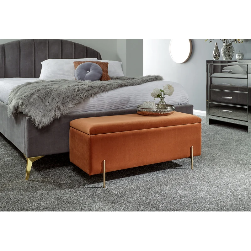 Mystica Large Ottoman Wood & Fabric Brown 1 Door - Image 4