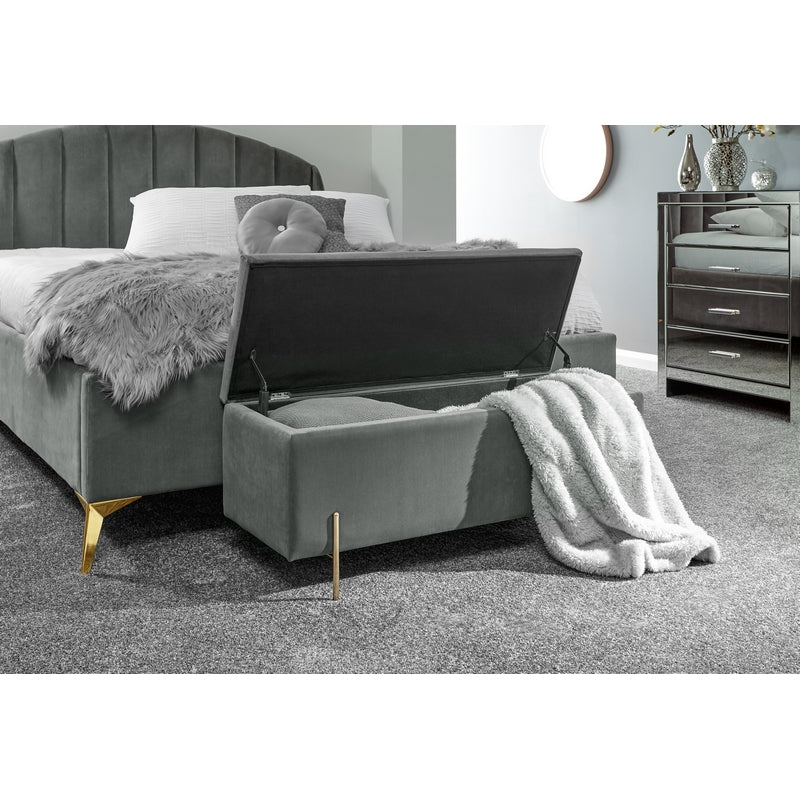 Mystica Large Ottoman Wood & Fabric Grey 1 Door - Image 2