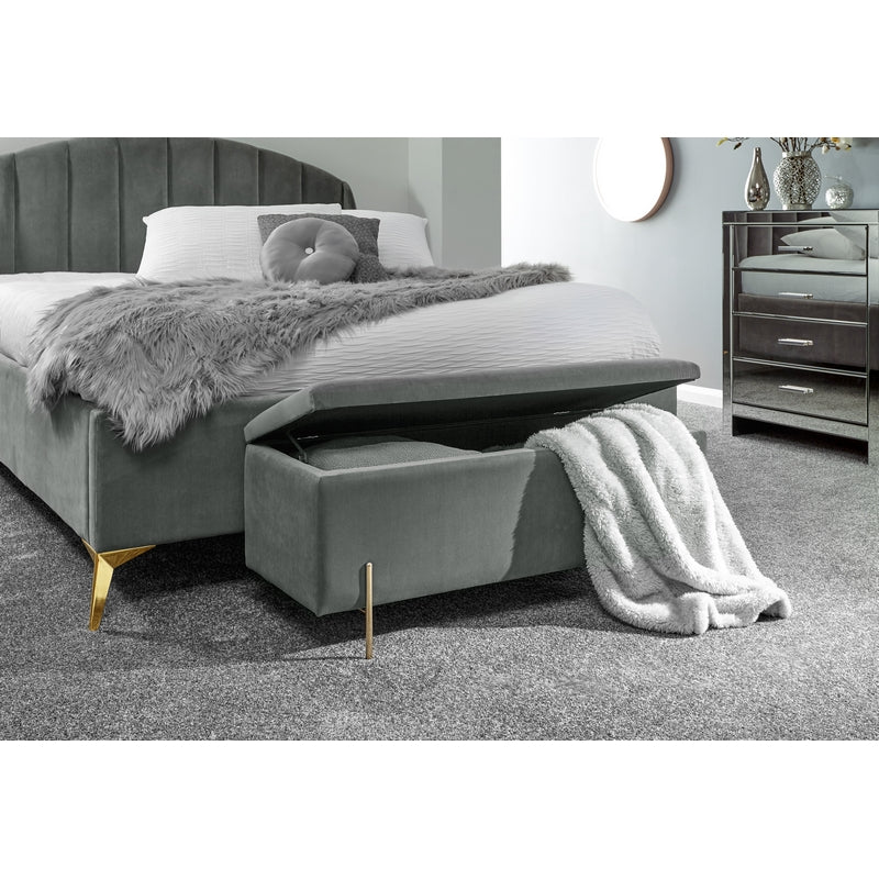 Mystica Large Ottoman Wood & Fabric Grey 1 Door - Image 3
