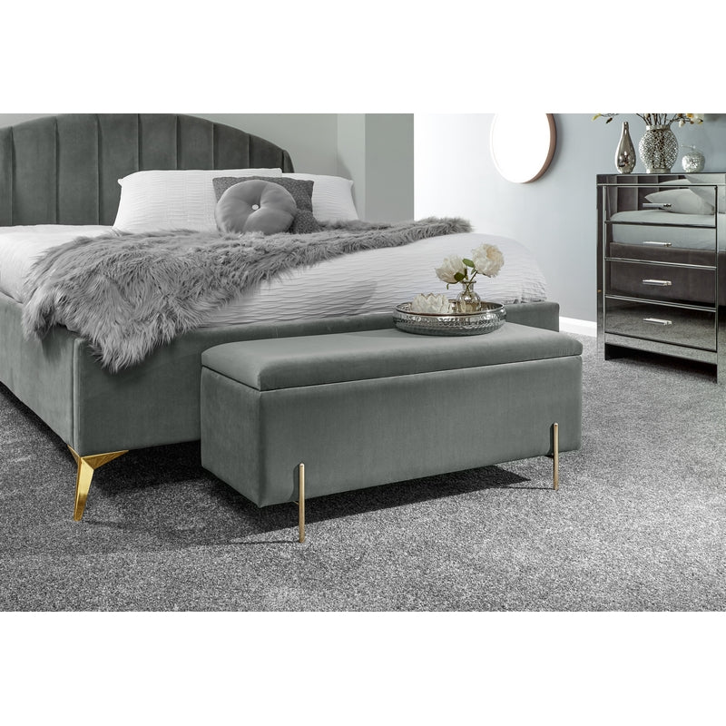 Mystica Large Ottoman Wood & Fabric Grey 1 Door - Image 4