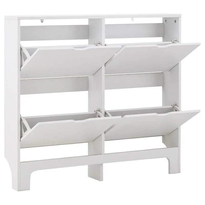 Narrow Large Shoe Storage White 4 Doors 4 Shelves - Image 2