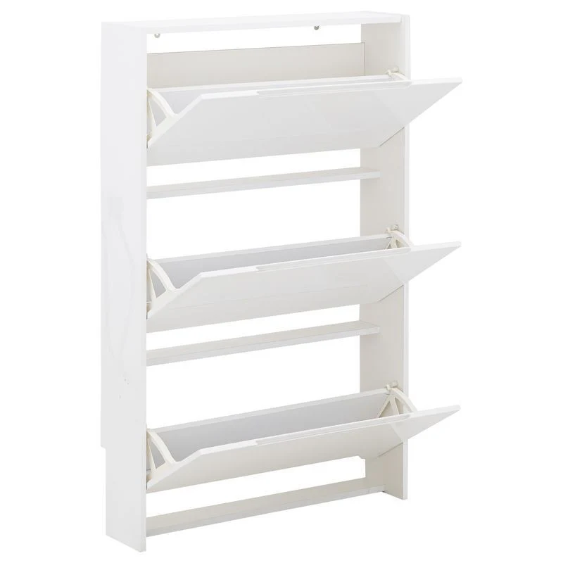Narrow Tall Shoe Storage White 3 Doors 3 Shelves - Image 2