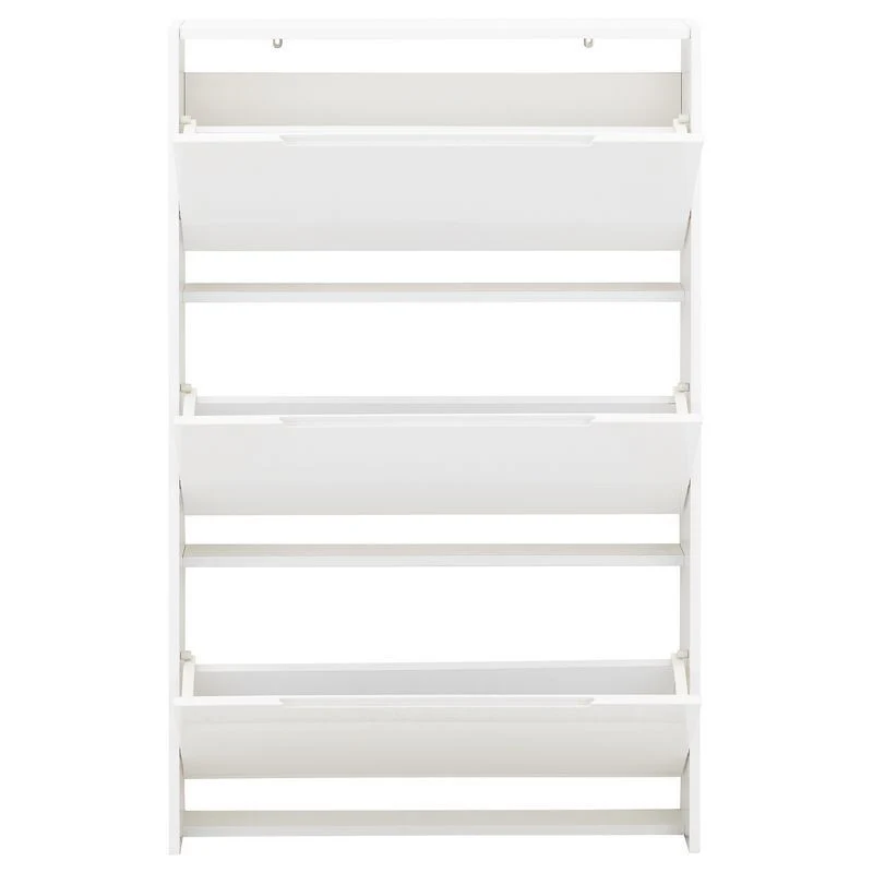 Narrow Tall Shoe Storage White 3 Doors 3 Shelves - Image 4