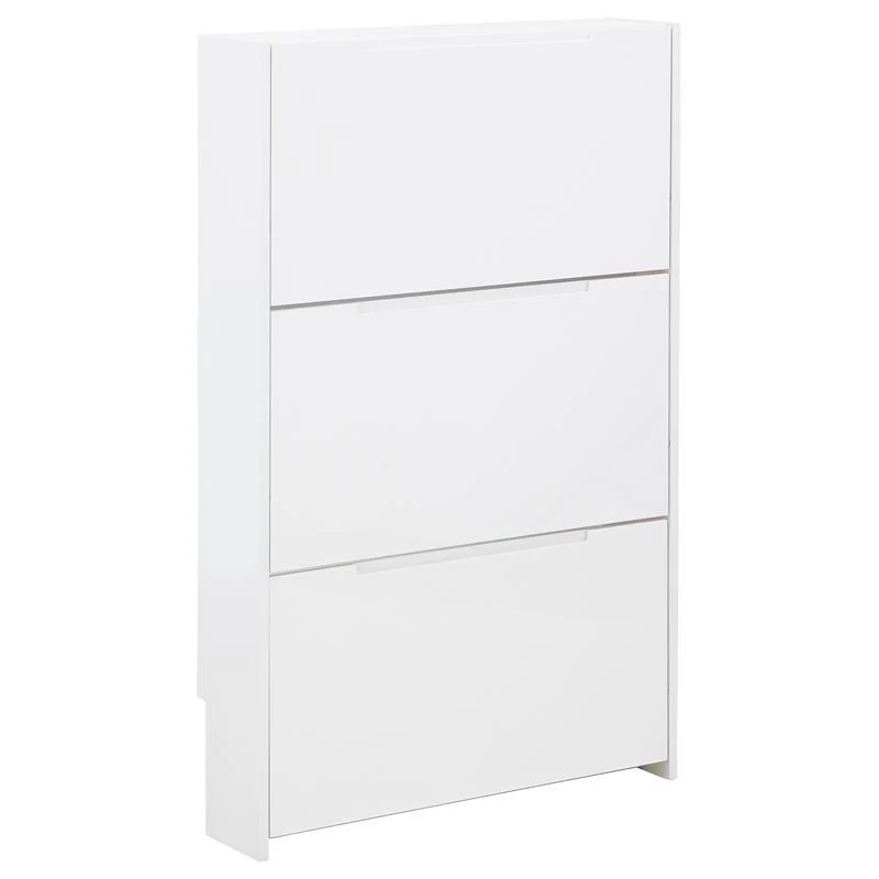 Narrow Tall Shoe Storage White 3 Doors 3 Shelves - Image 5