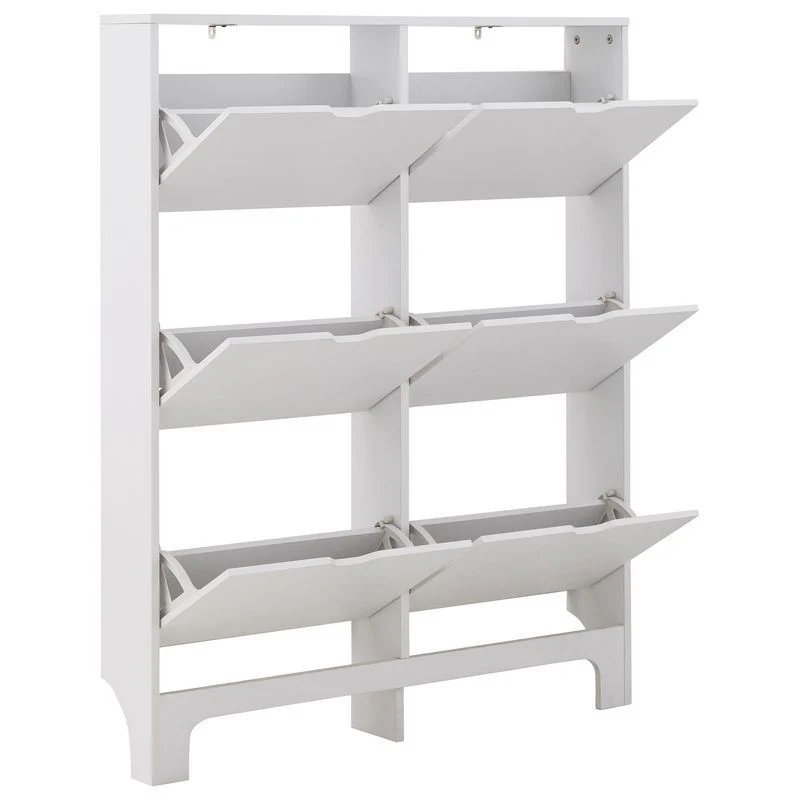 Narrow Tall Shoe Storage White 6 Doors 6 Shelves - Image 2