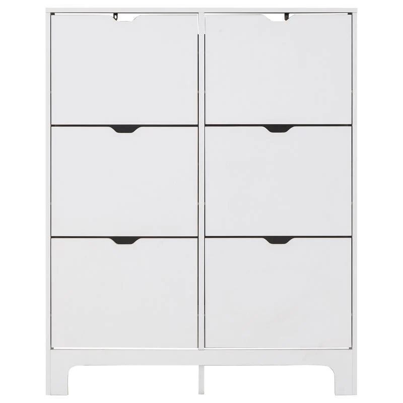 Narrow Tall Shoe Storage White 6 Doors 6 Shelves - Image 3