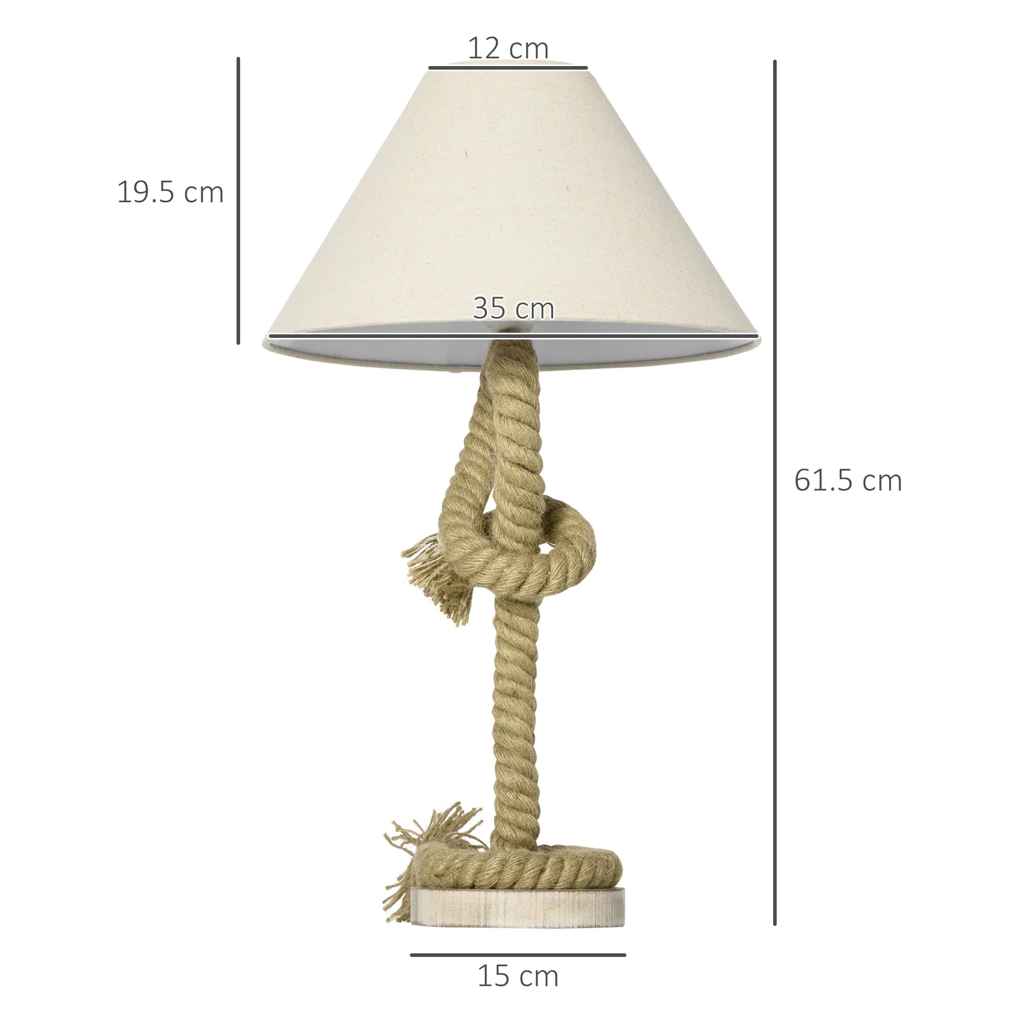 Nautical Style Table Lamp with Fabric Lampshade - Image 3