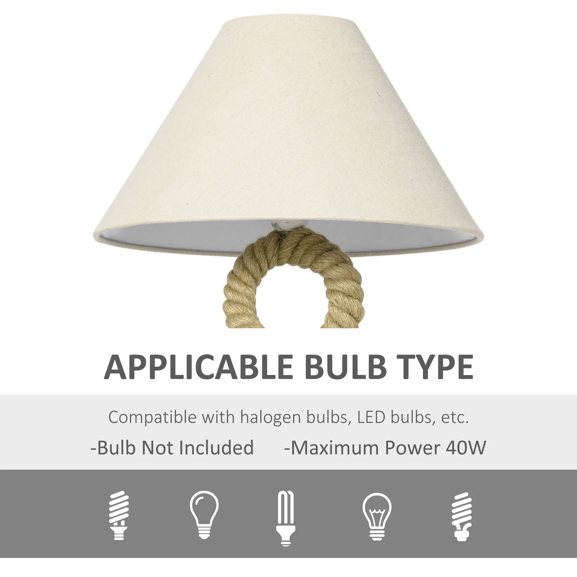 Nautical Style Table Lamp with Fabric Lampshade - Image 6