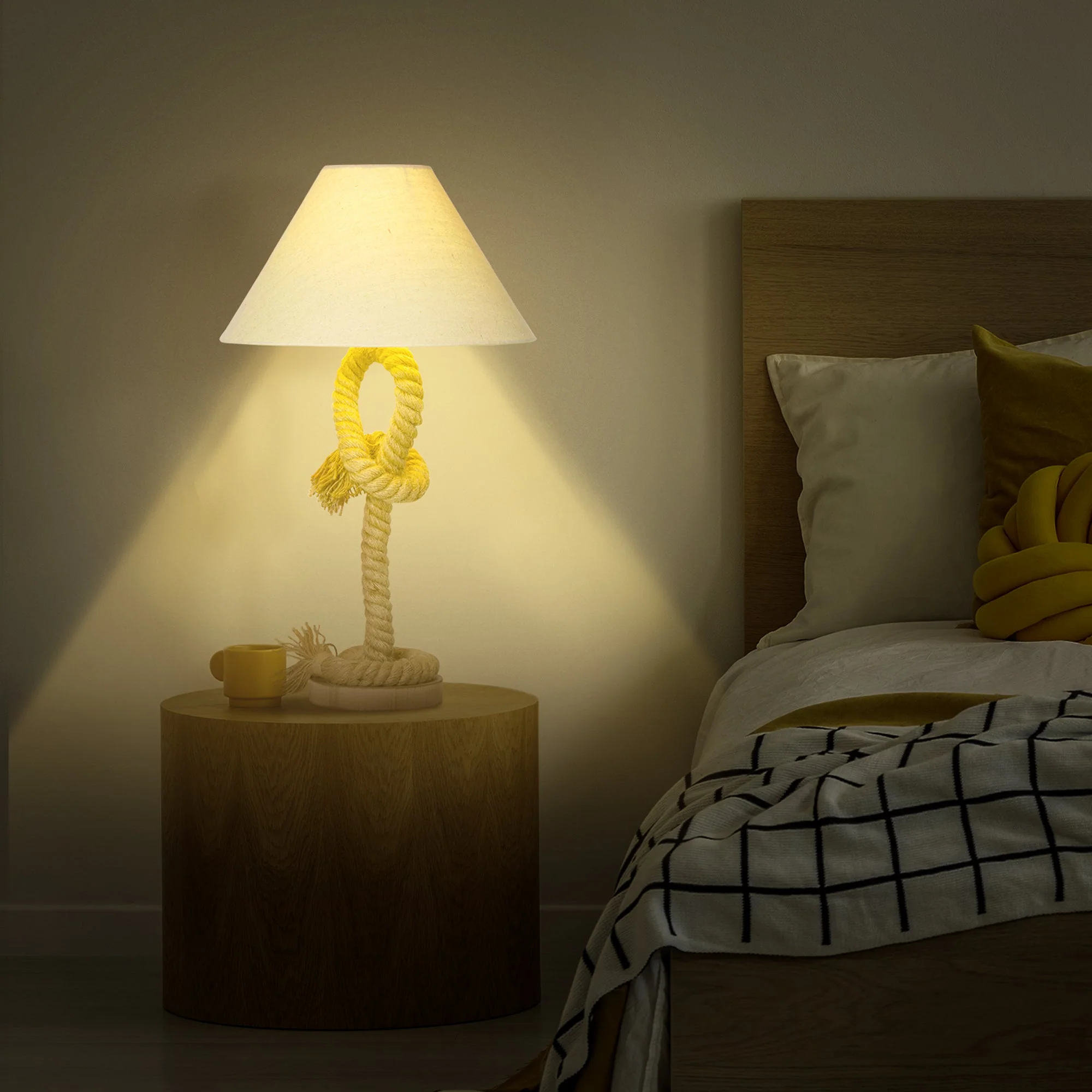 Nautical Style Table Lamp with Fabric Lampshade - Image 7