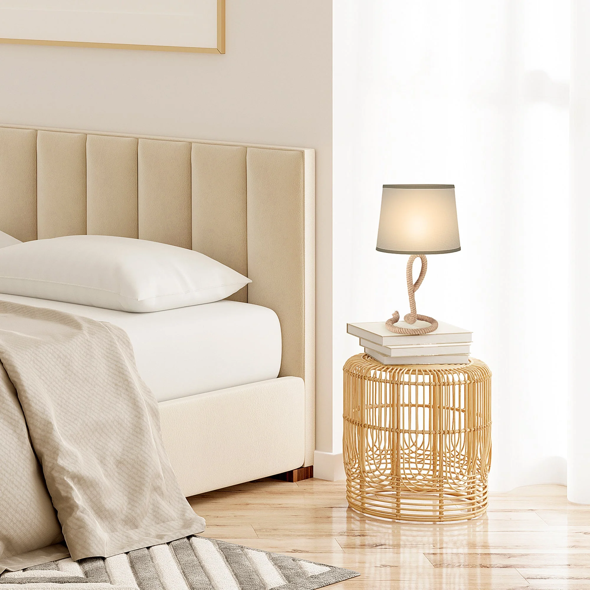 Nautical Table Lamp with Rope Base for E27 LED Halogen Bulb - Image 2