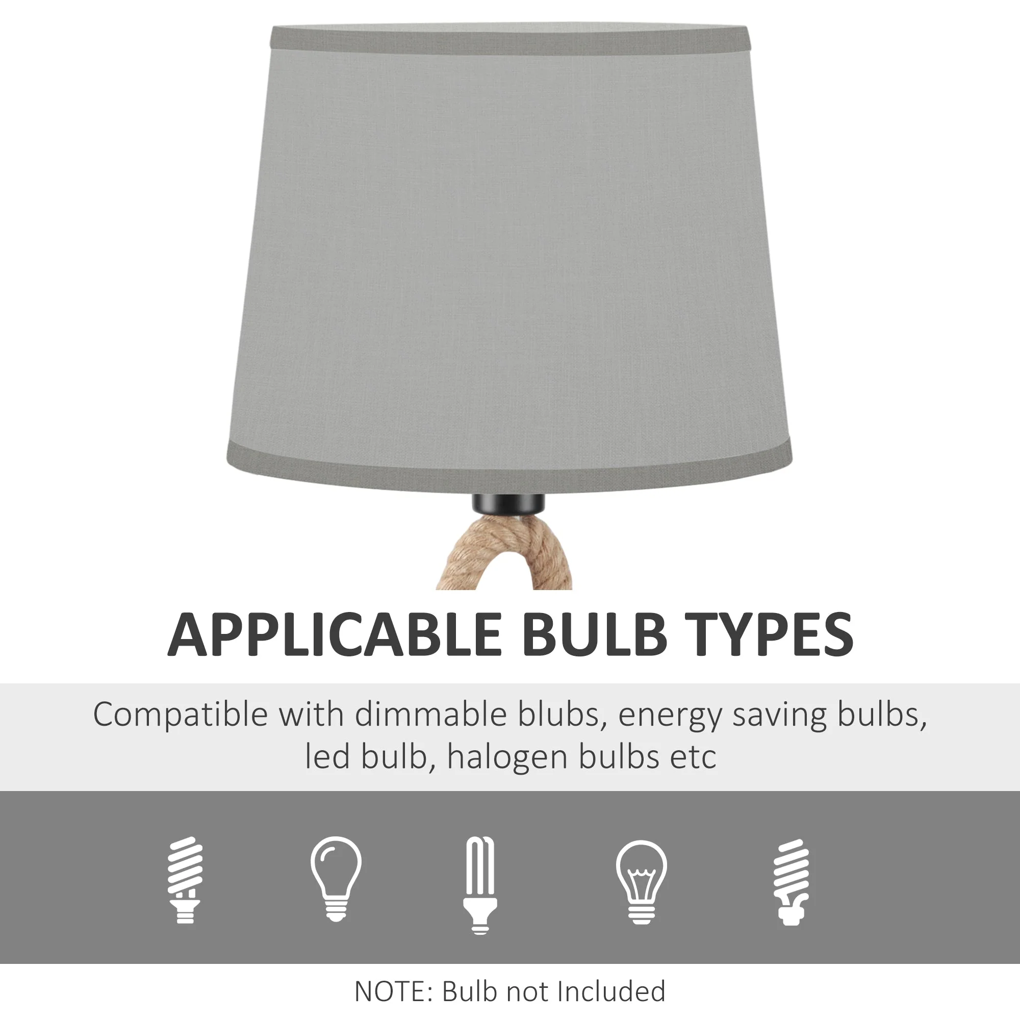 Nautical Table Lamp with Rope Base for E27 LED Halogen Bulb - Image 5