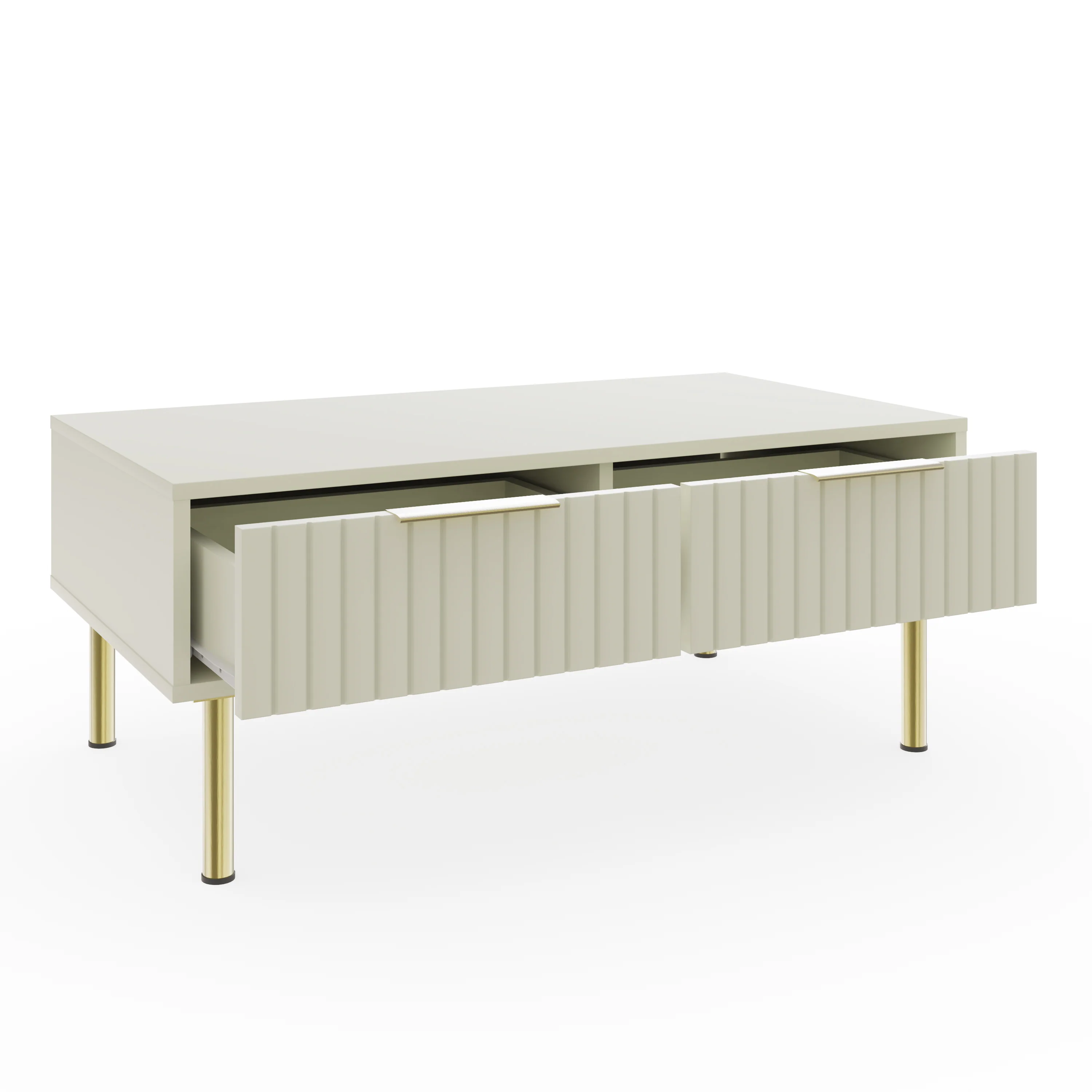 Nervata Coffee Table White & Gold 2 Drawers - Image 2