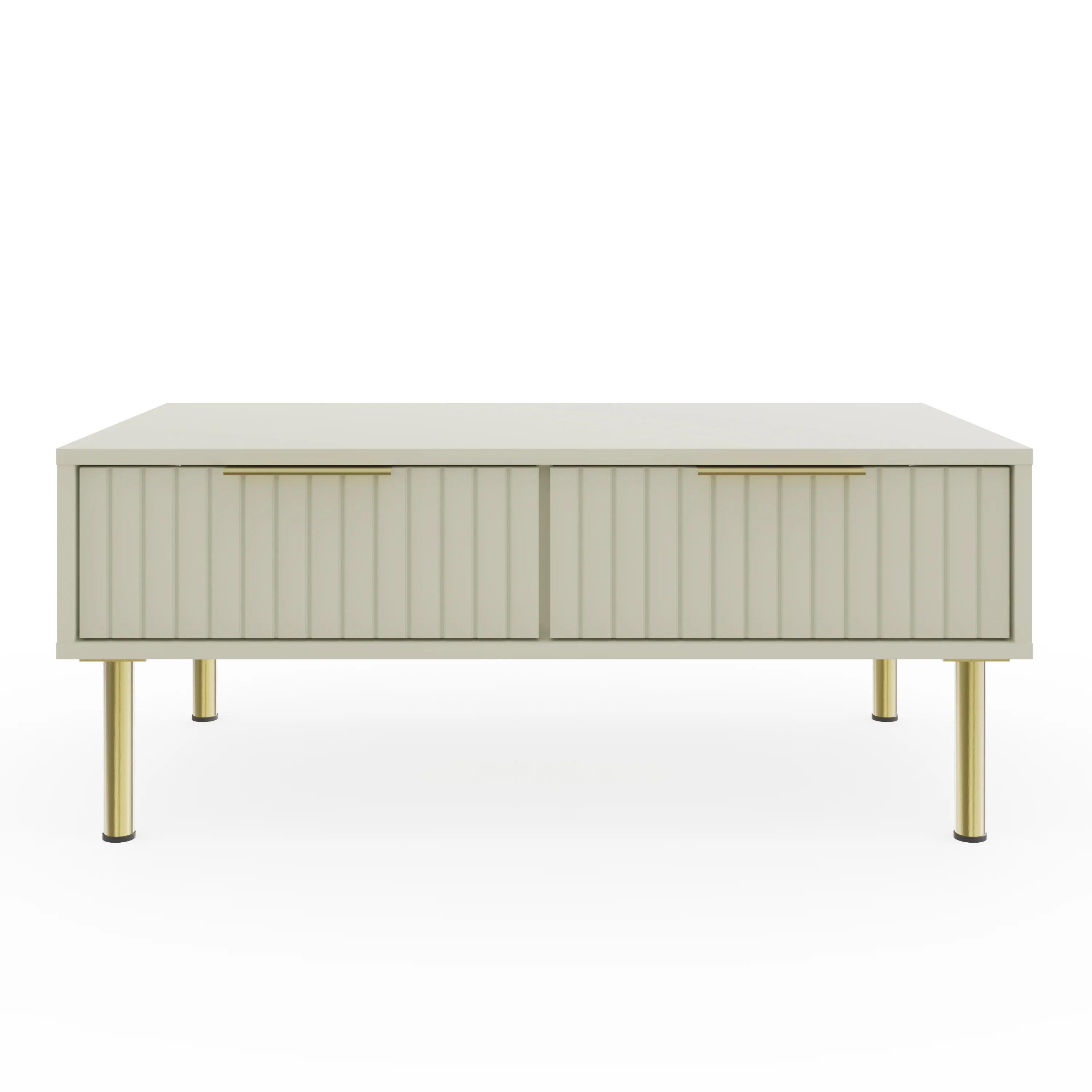 Nervata Coffee Table White & Gold 2 Drawers - Image 3