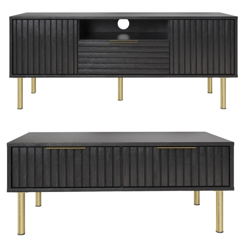 Nervata Coffee Table Black 2 Drawers - Image 2