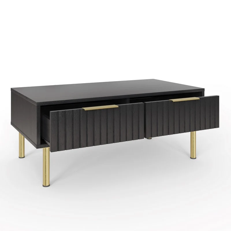 Nervata Coffee Table Black 2 Drawers - Image 9