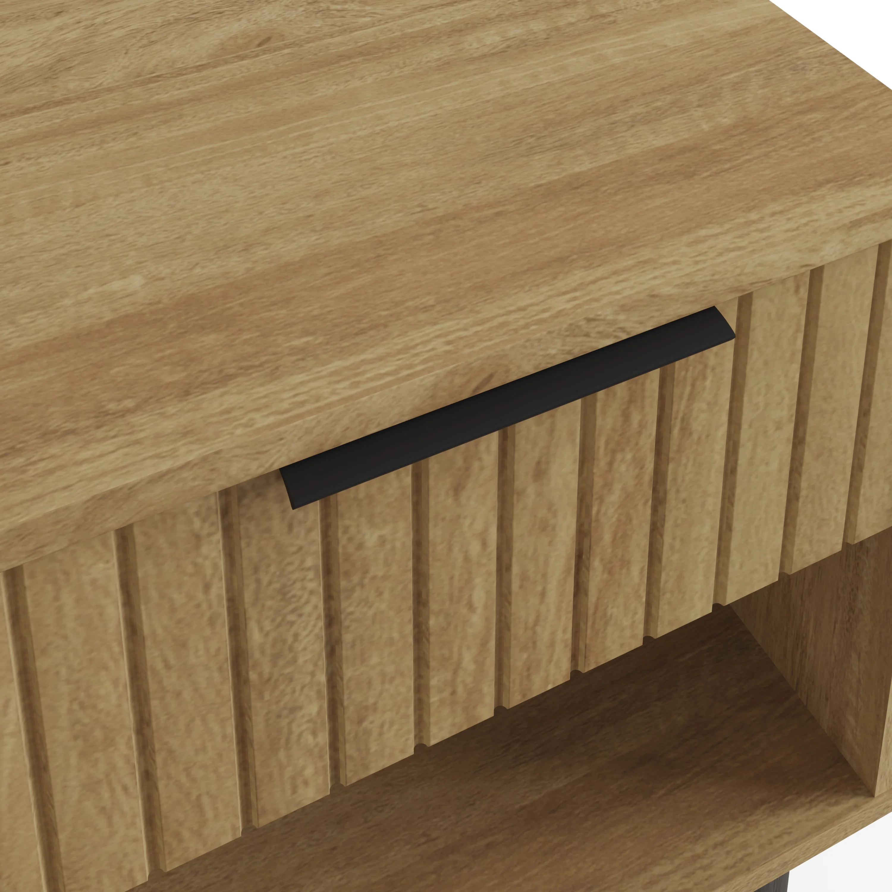 Nervata Side Table Oak & Black 1 Shelf 1 Drawer - Image 5