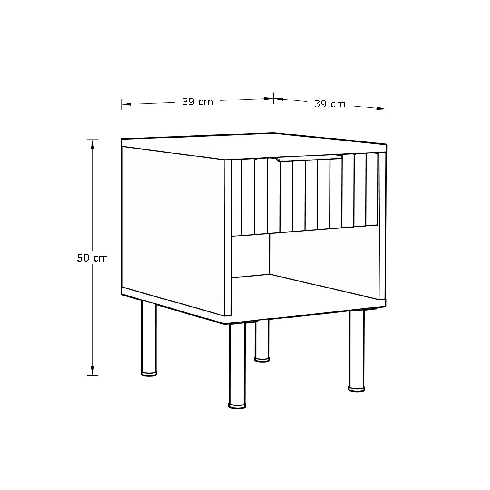 Nervata Side Table Oak & Black 1 Shelf 1 Drawer - Image 6