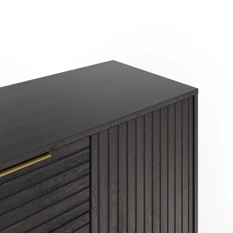 Nervata Large Sideboard Black 2 Doors 2 Shelves 3 Drawers - Image 4