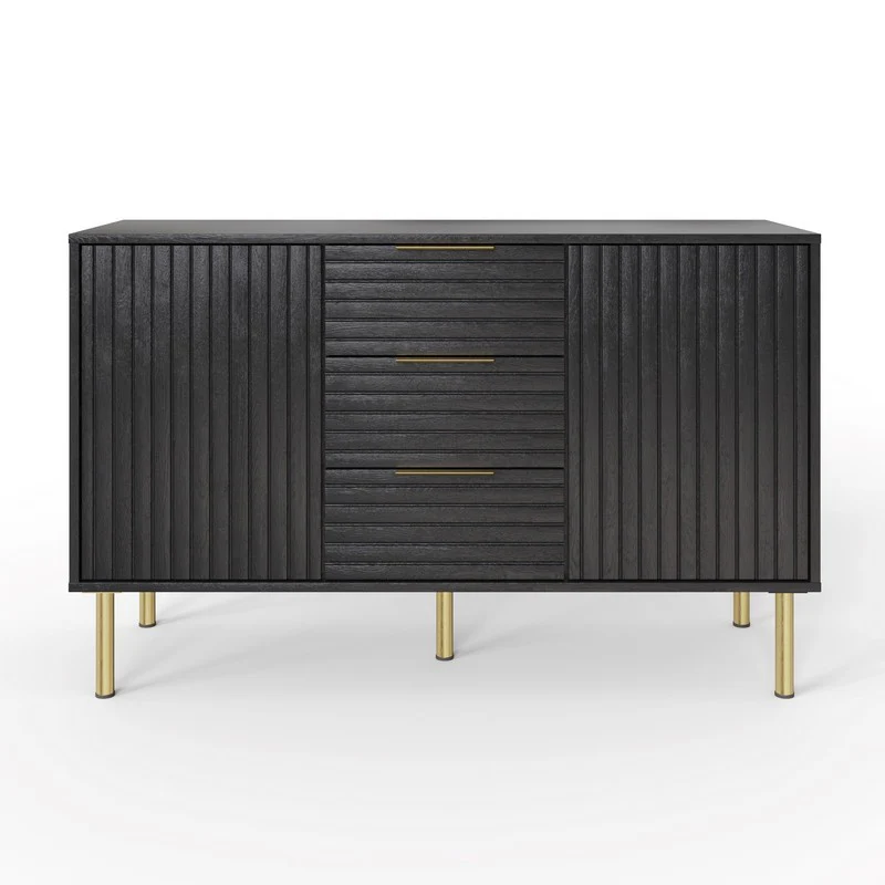 Nervata Large Sideboard Black 2 Doors 2 Shelves 3 Drawers - Image 5