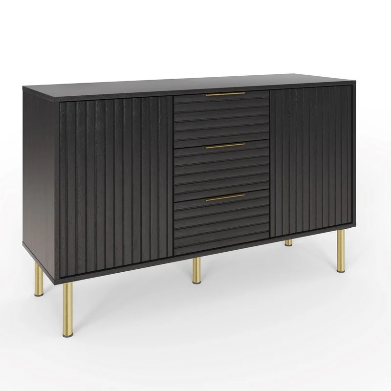Nervata Large Sideboard Black 2 Doors 2 Shelves 3 Drawers - Image 6