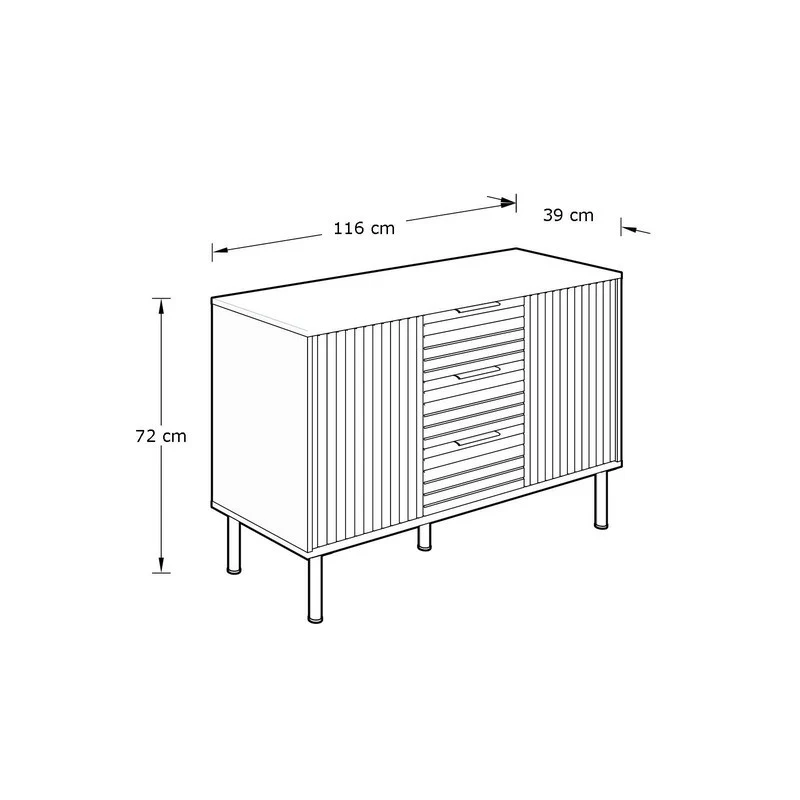 Nervata Large Sideboard Black 2 Doors 2 Shelves 3 Drawers - Image 9
