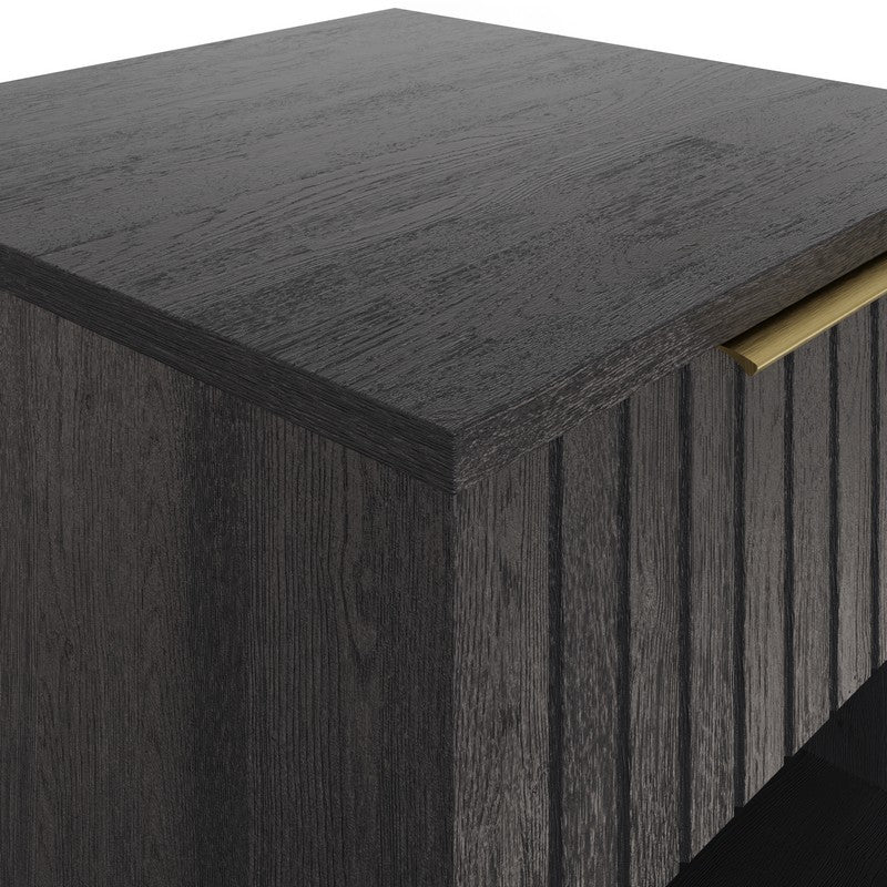 Nervata Side Table Black 1 Shelf 1 Drawer - Image 3
