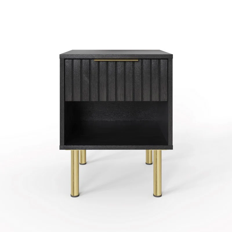 Nervata Side Table Black 1 Shelf 1 Drawer - Image 5