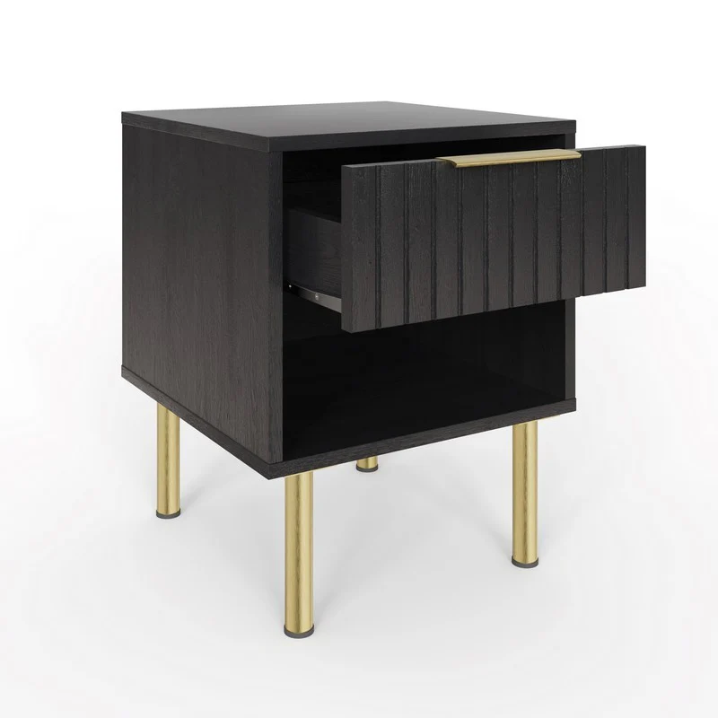 Nervata Side Table Black 1 Shelf 1 Drawer - Image 7