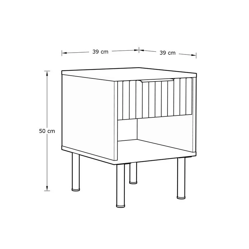 Nervata Side Table Black 1 Shelf 1 Drawer - Image 8
