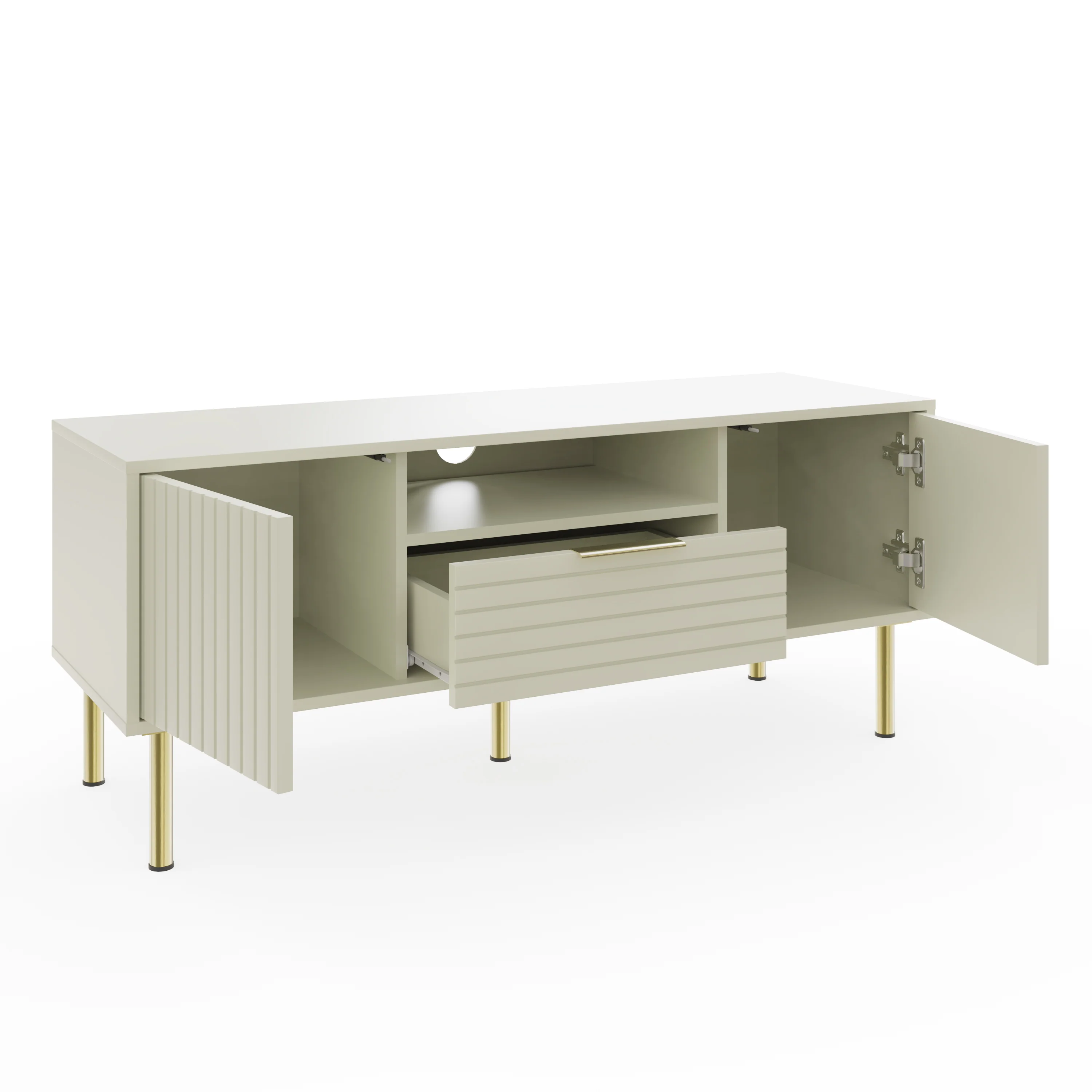 Nervata TV Unit White & Gold 1 Shelf 1 Drawer 2 Doors - Image 2