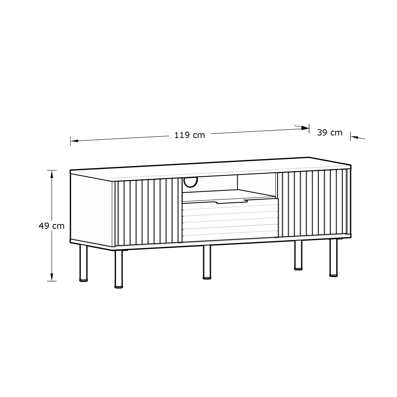 Nervata TV Unit White & Gold 1 Shelf 1 Drawer 2 Doors - Image 6