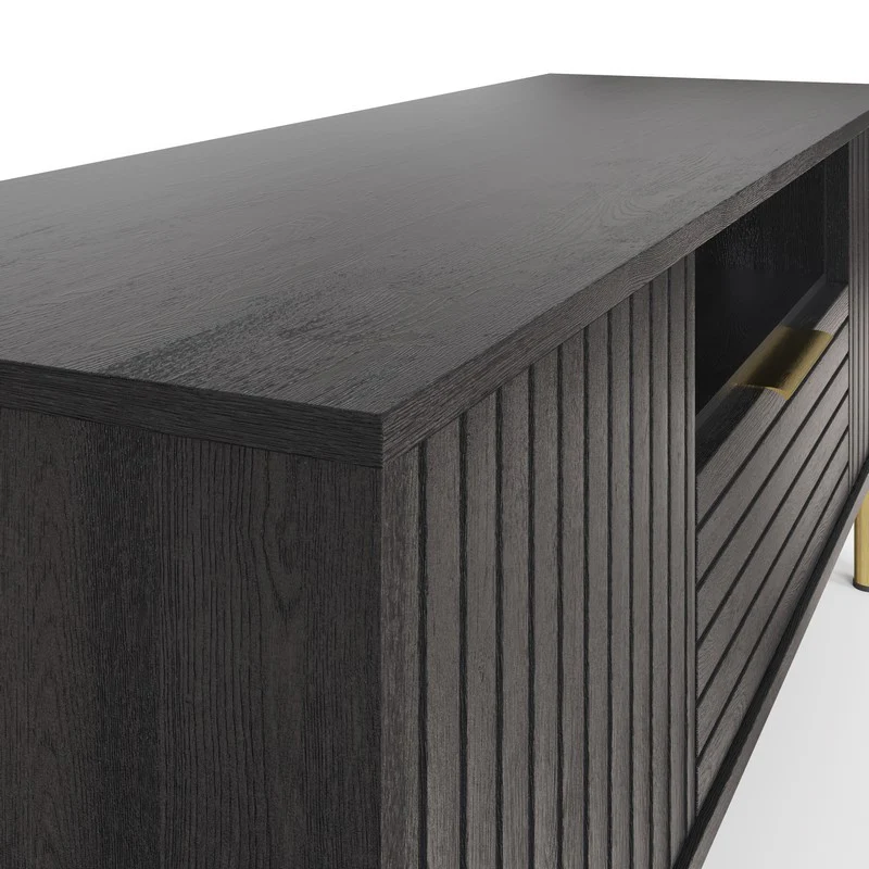 Nervata TV Unit Black 1 Shelf 1 Drawer 2 Doors - Image 4