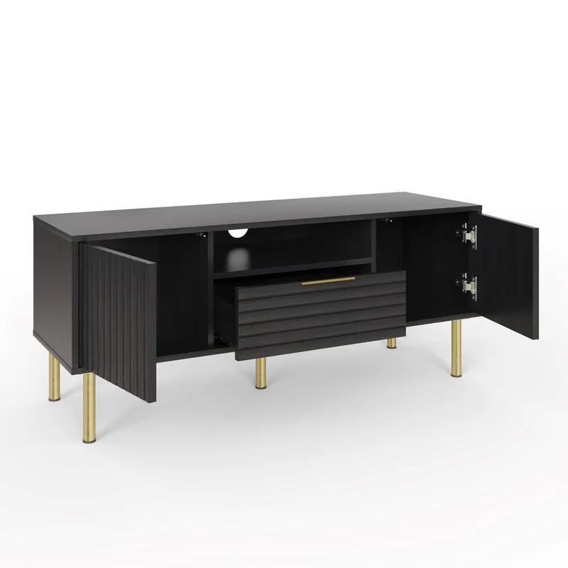 Nervata TV Unit Black 1 Shelf 1 Drawer 2 Doors - Image 7