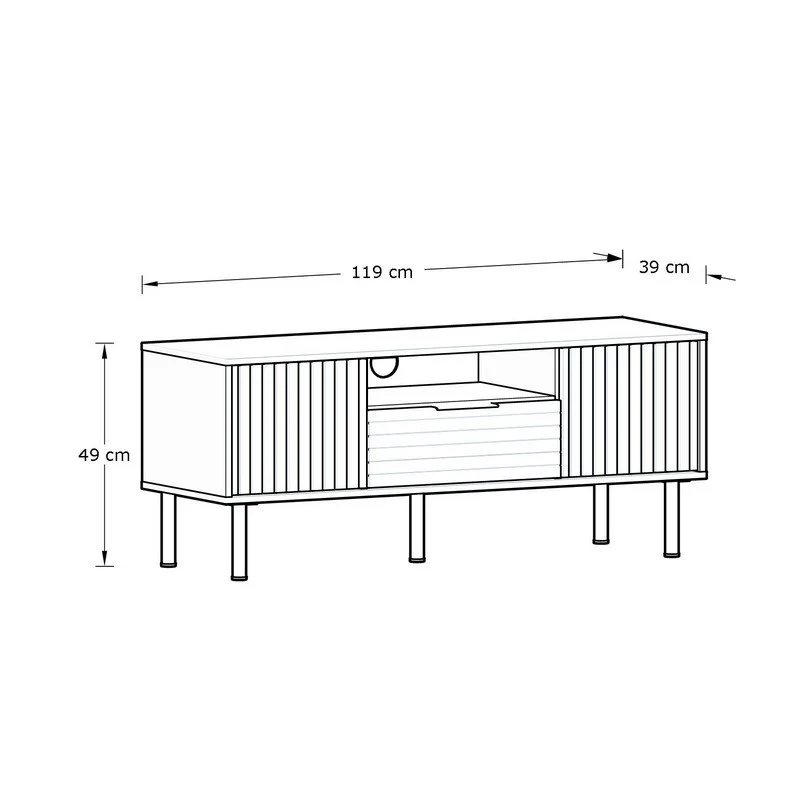 Nervata TV Unit Black 1 Shelf 1 Drawer 2 Doors - Image 9