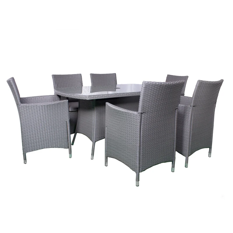 Nevada Rattan Garden Patio Dining Set by Royalcraft - 6 Seat Grey Cushions - Image 3