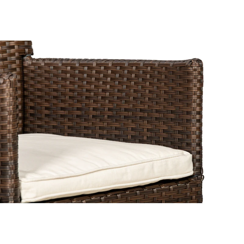 Nevada Rattan Garden Patio Dining Set by Royalcraft - 6 Seats Ivory Cushions - Image 5