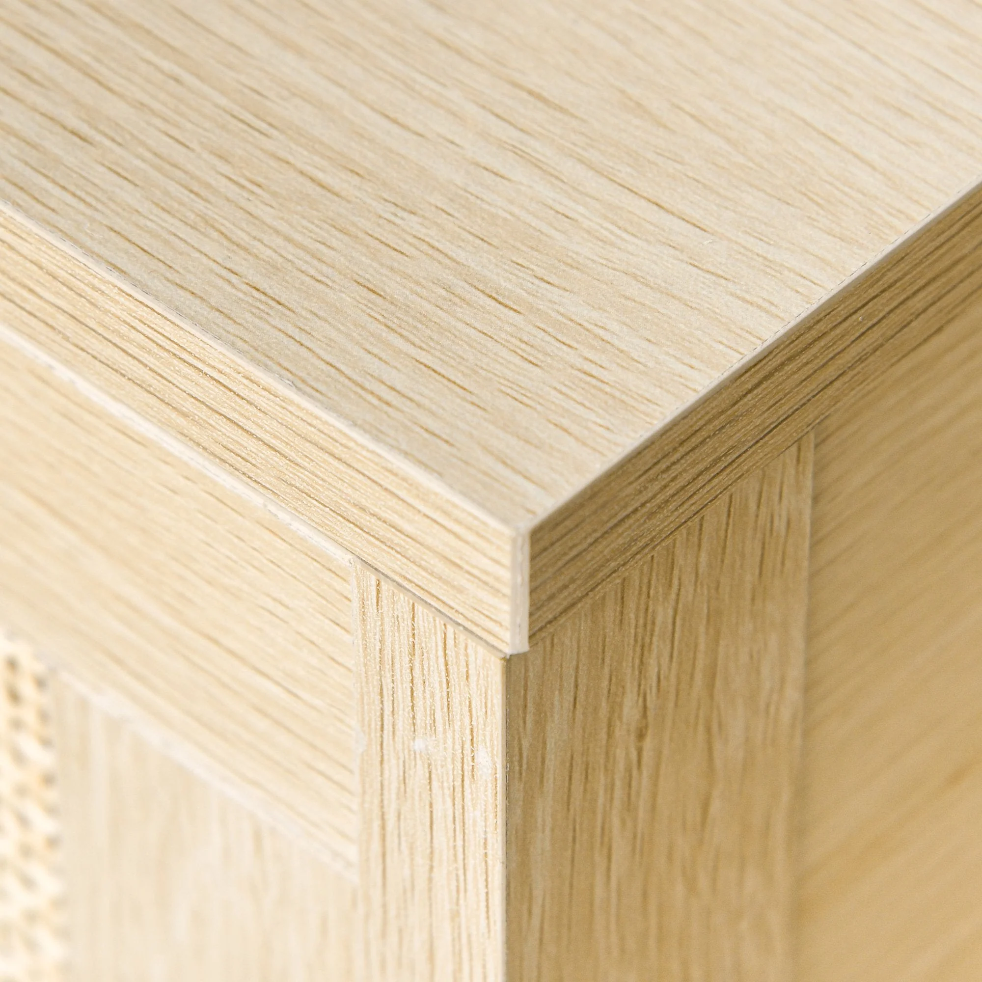 Nightstand with Rattan Drawer and Storage Shelf - Image 9