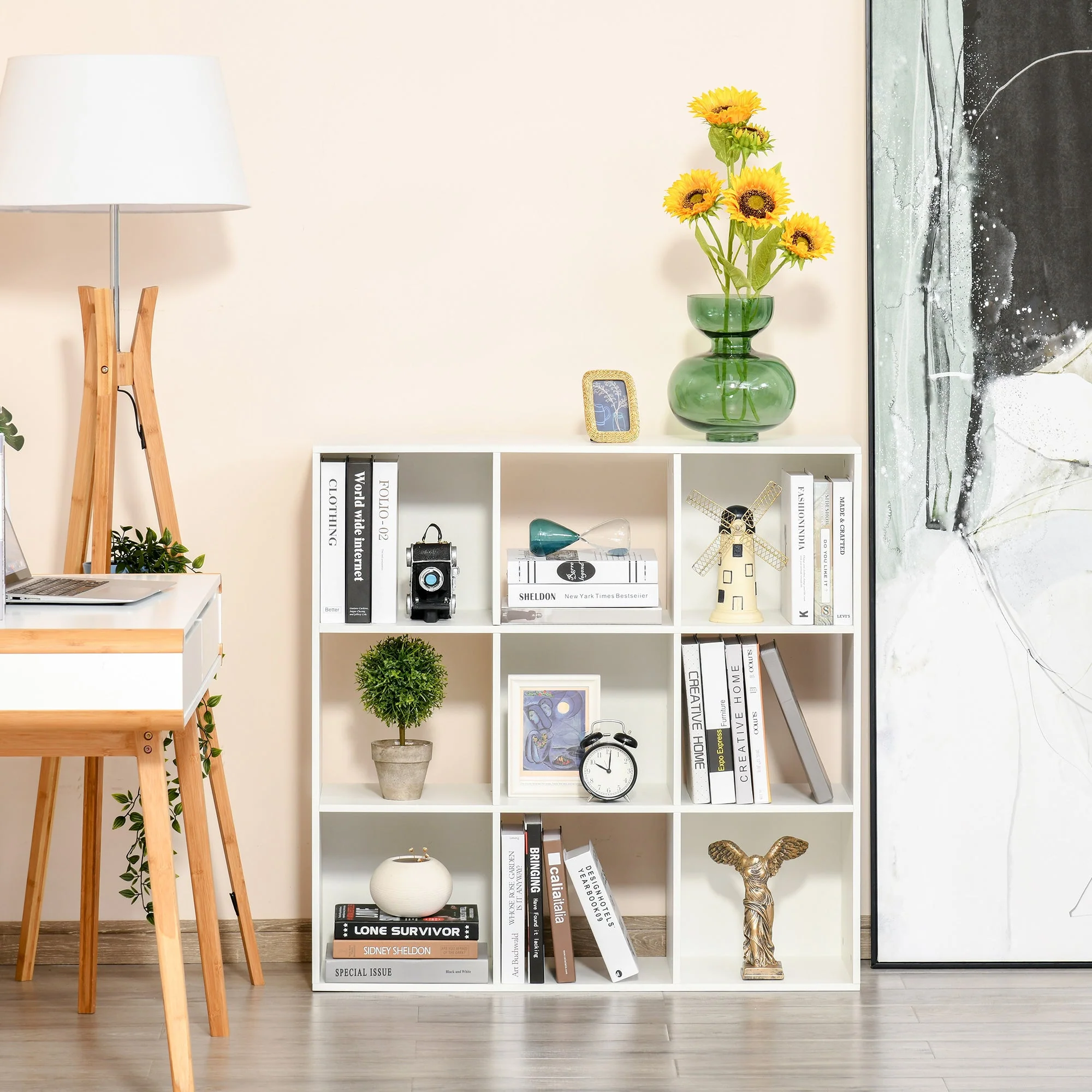 Nine-Cube Compact Shelving Unit - White - Image 3
