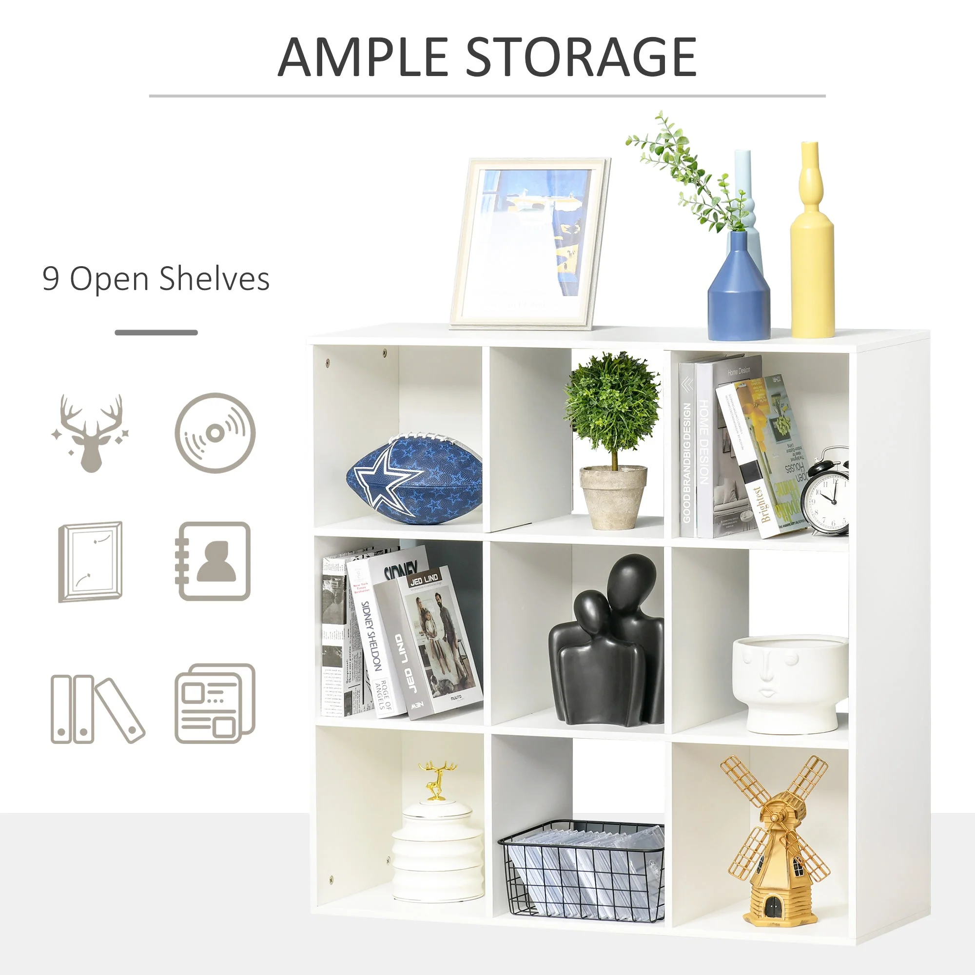 Nine-Cube Compact Shelving Unit - White - Image 4