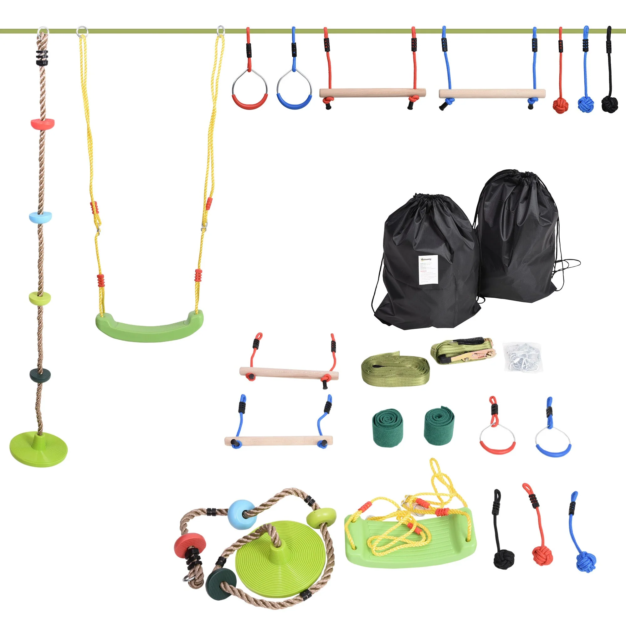Ninja Warrior Obstacle Course for Kids 46FT Slackline Kit w/ Training Equipment - Image 2