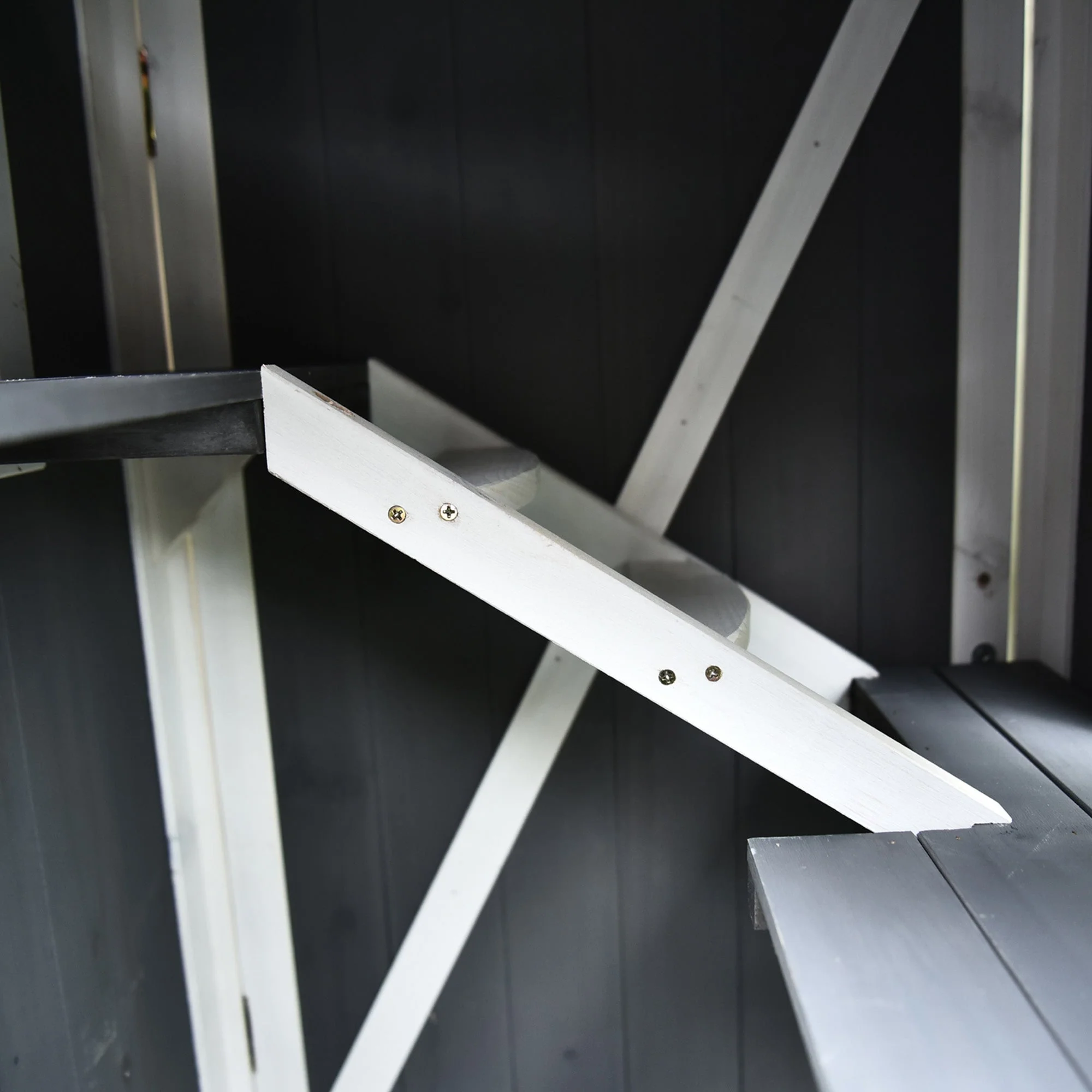 Nordic 109cm Cat House Fir Wood Grey & White by Pawhut - Image 8