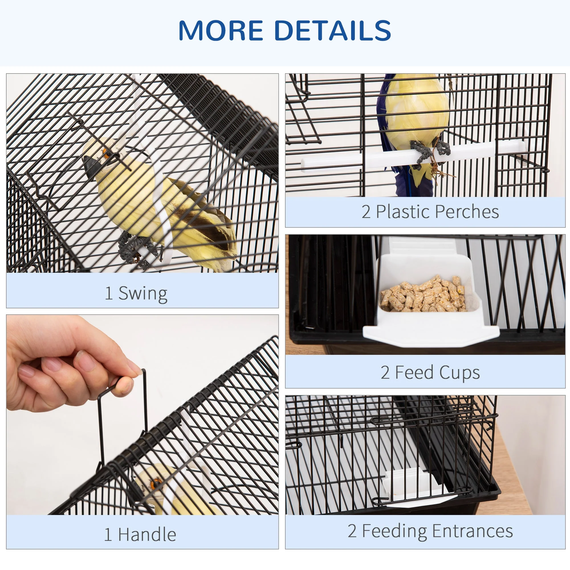Nordic 47cm Bird Cage Hanging Black by Pawhut - Image 4