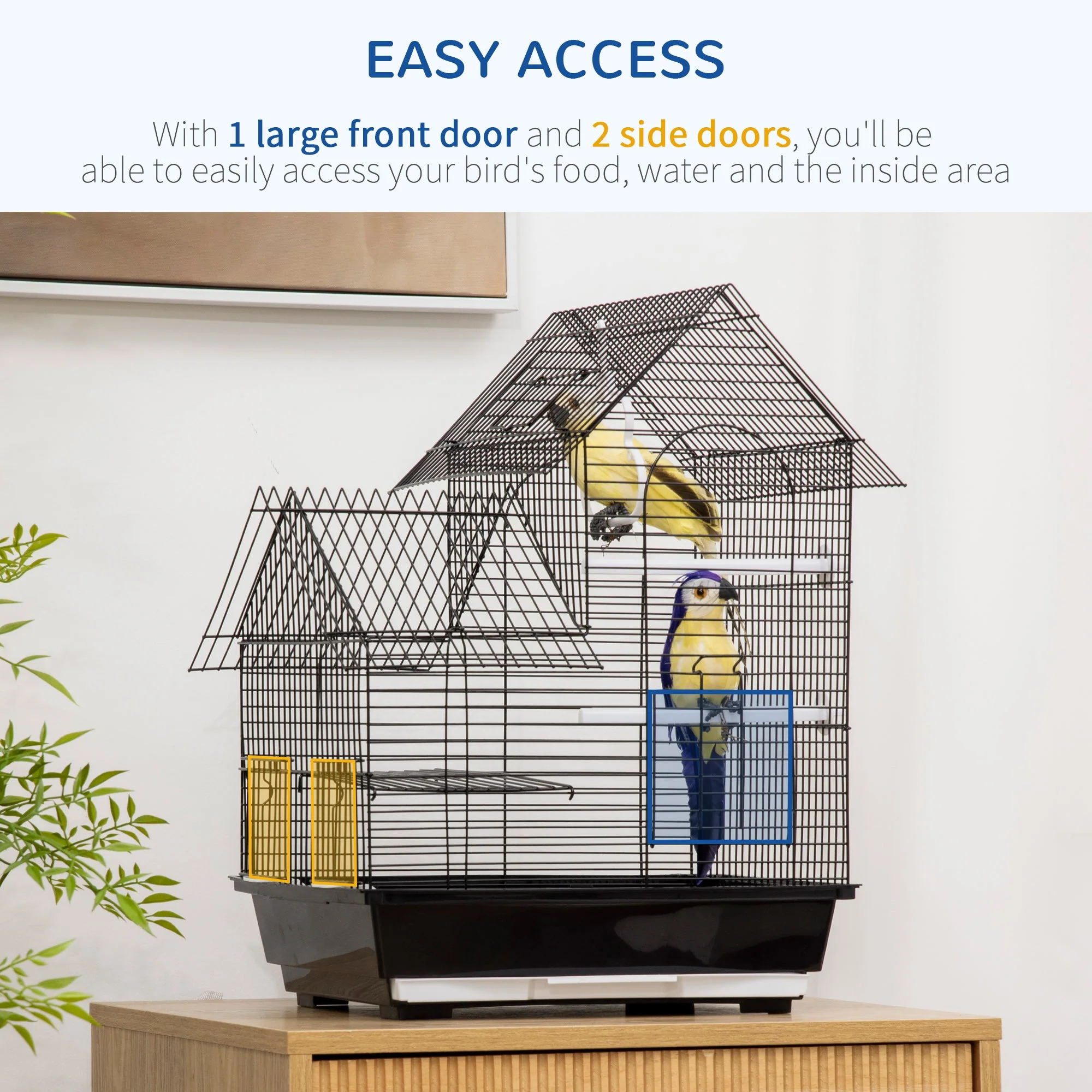 Nordic 47cm Bird Cage Hanging Black by Pawhut - Image 6