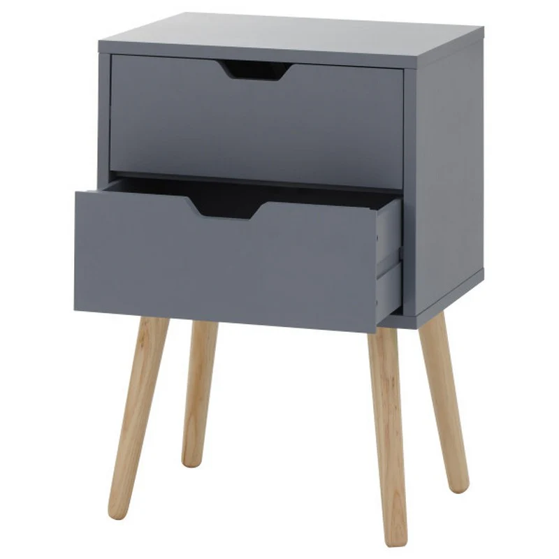 Nyborg Bedside Table Dark Grey 2 Drawers - Image 10