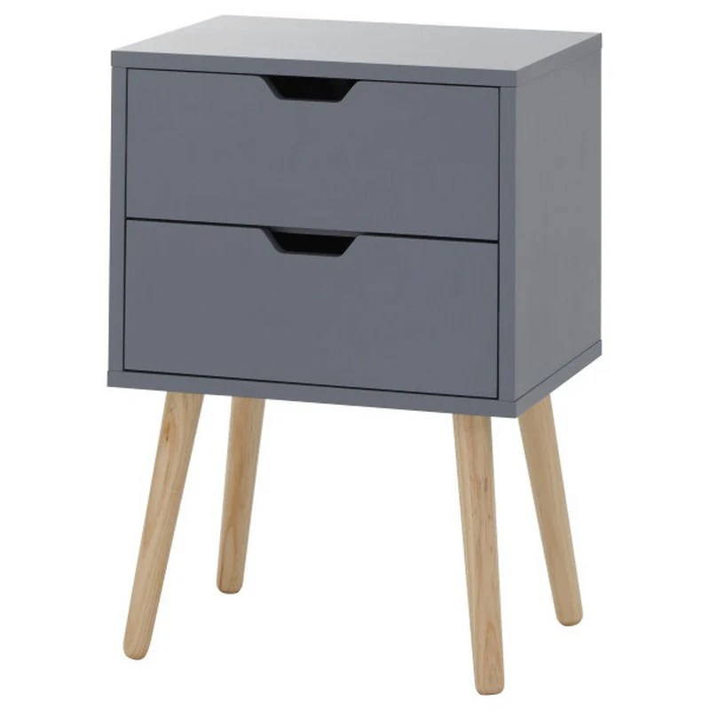 Nyborg Bedside Table Dark Grey 2 Drawers - Image 9