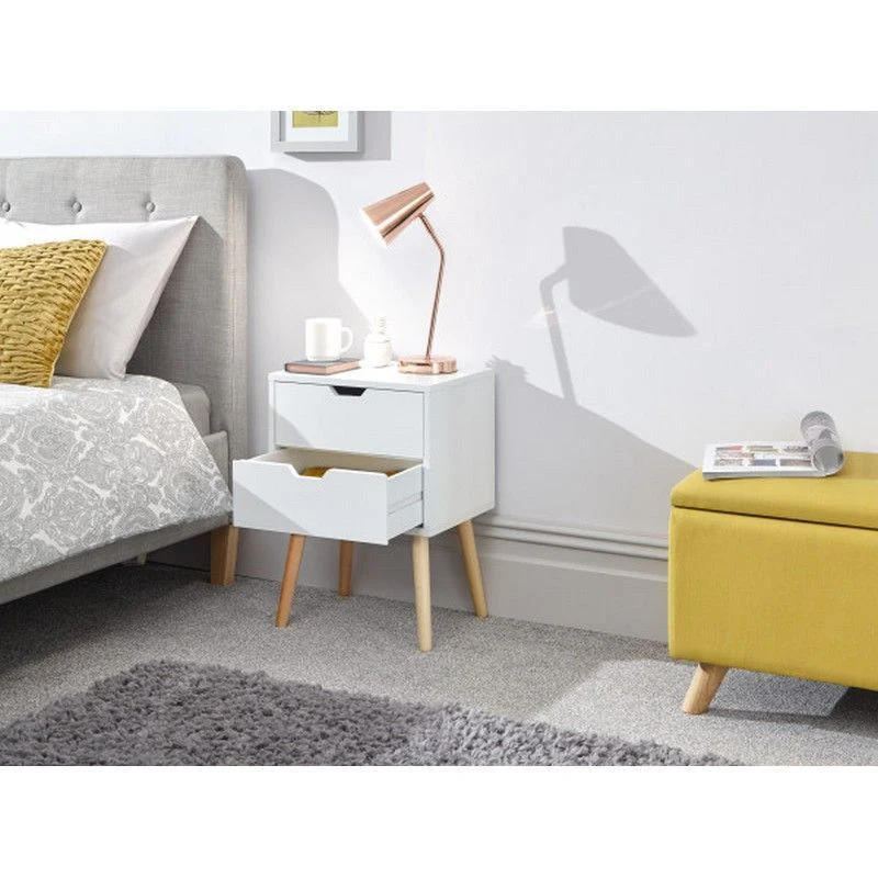 Nyborg Bedside Table White 2 Drawers - Image 2