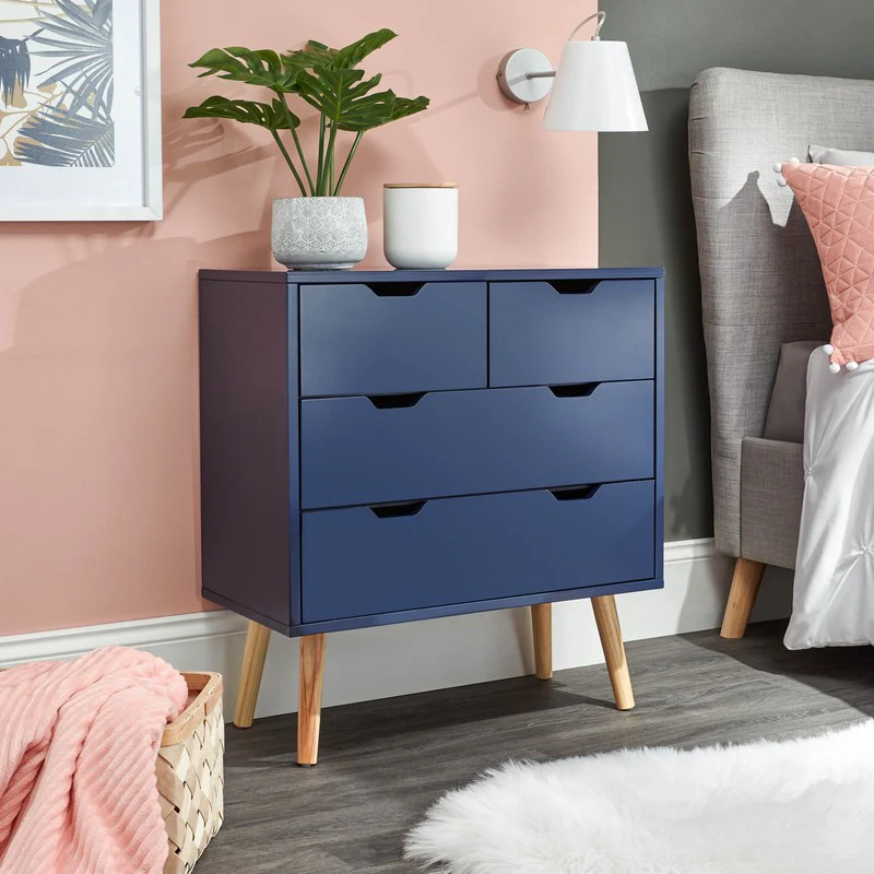 Nyborg Tall Chest of Drawers Blue 4 Drawers - Image 2