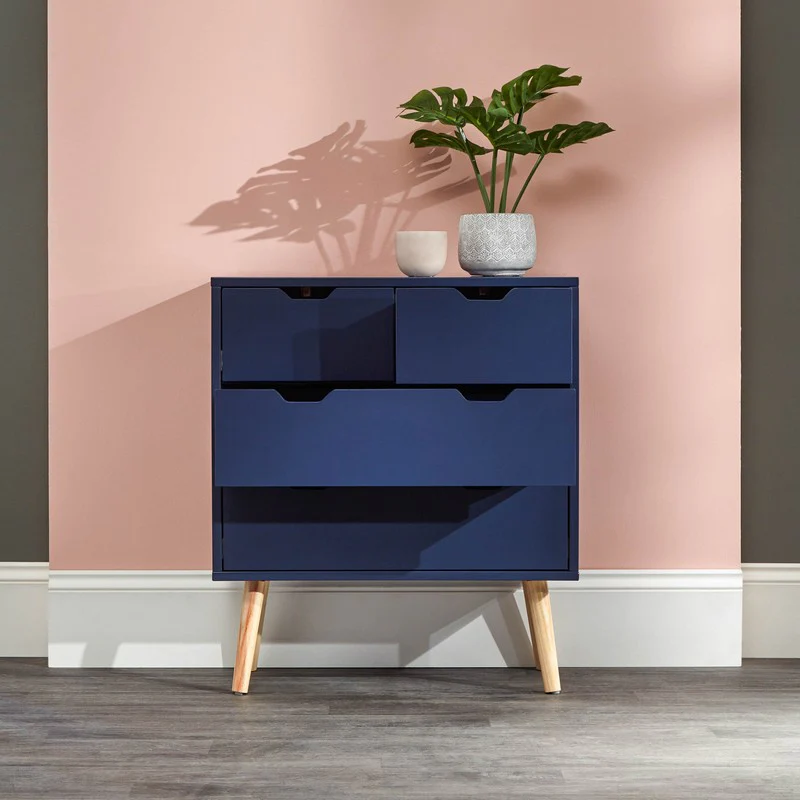 Nyborg Tall Chest of Drawers Blue 4 Drawers - Image 3